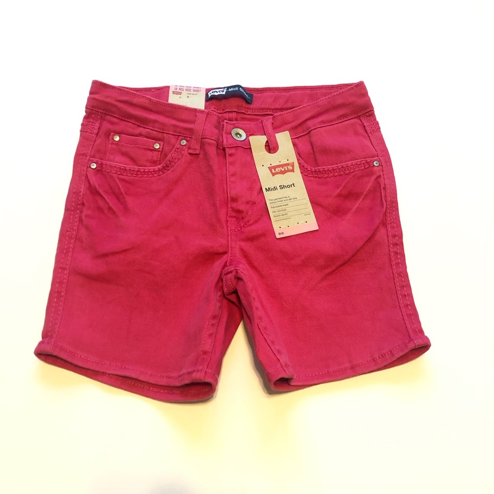 Levi’s Girls Denim Midi Short Fuchsia Adjustable Waist Size 10R